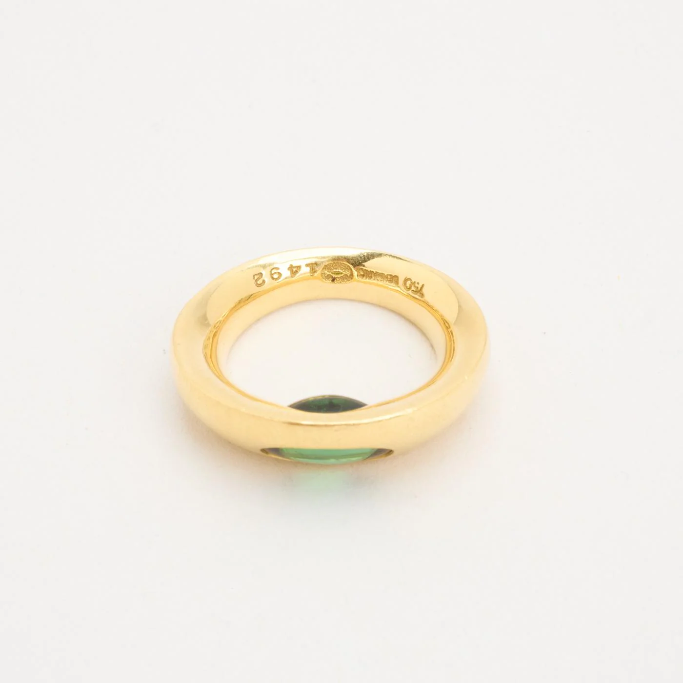 Georg Jensen Eclipse gypsy ring i 18K guld med en grön turmalin, strl. 15.9 / strl. 50 - Image 5