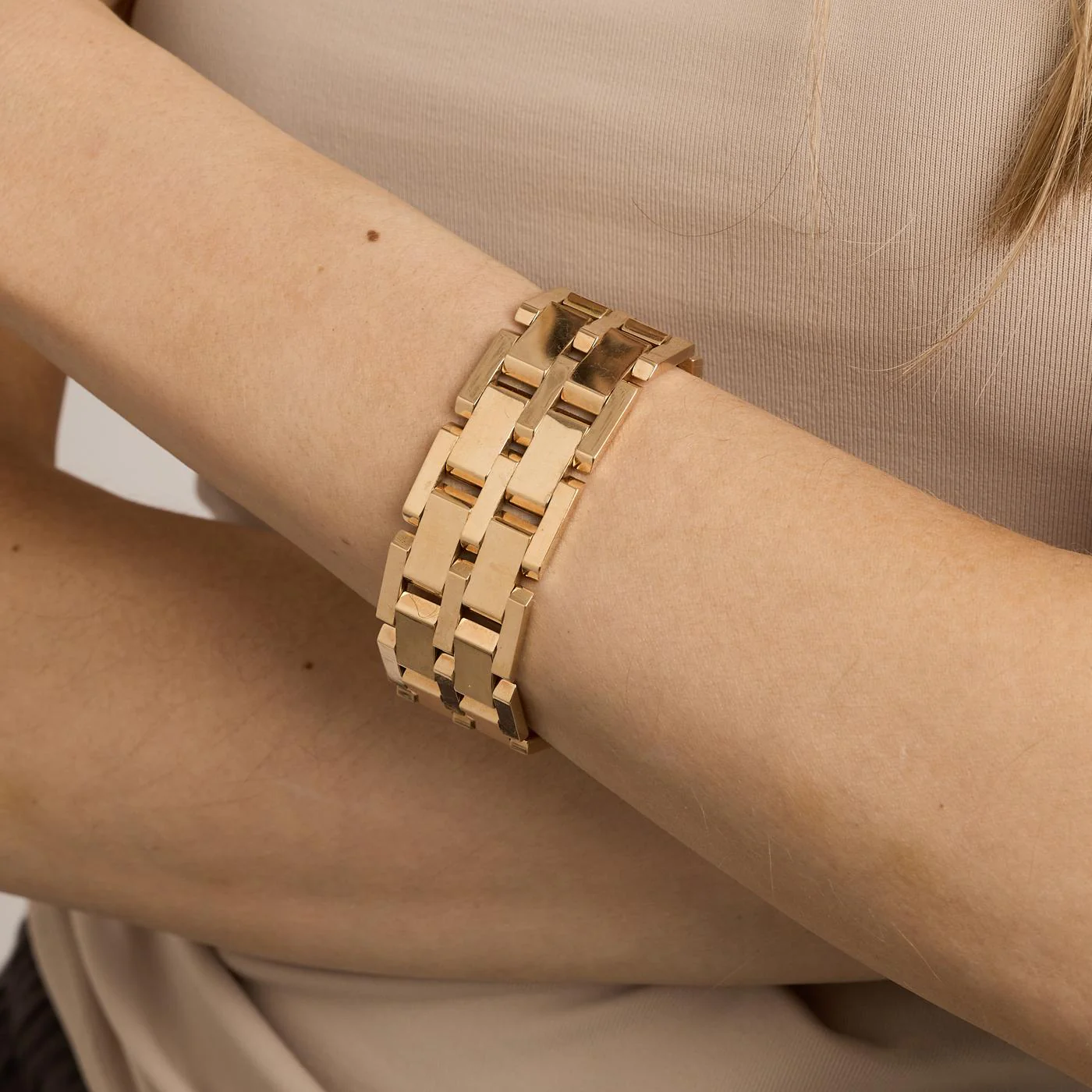 Block Armband i 14K guld, 17 cm, 44.54 g