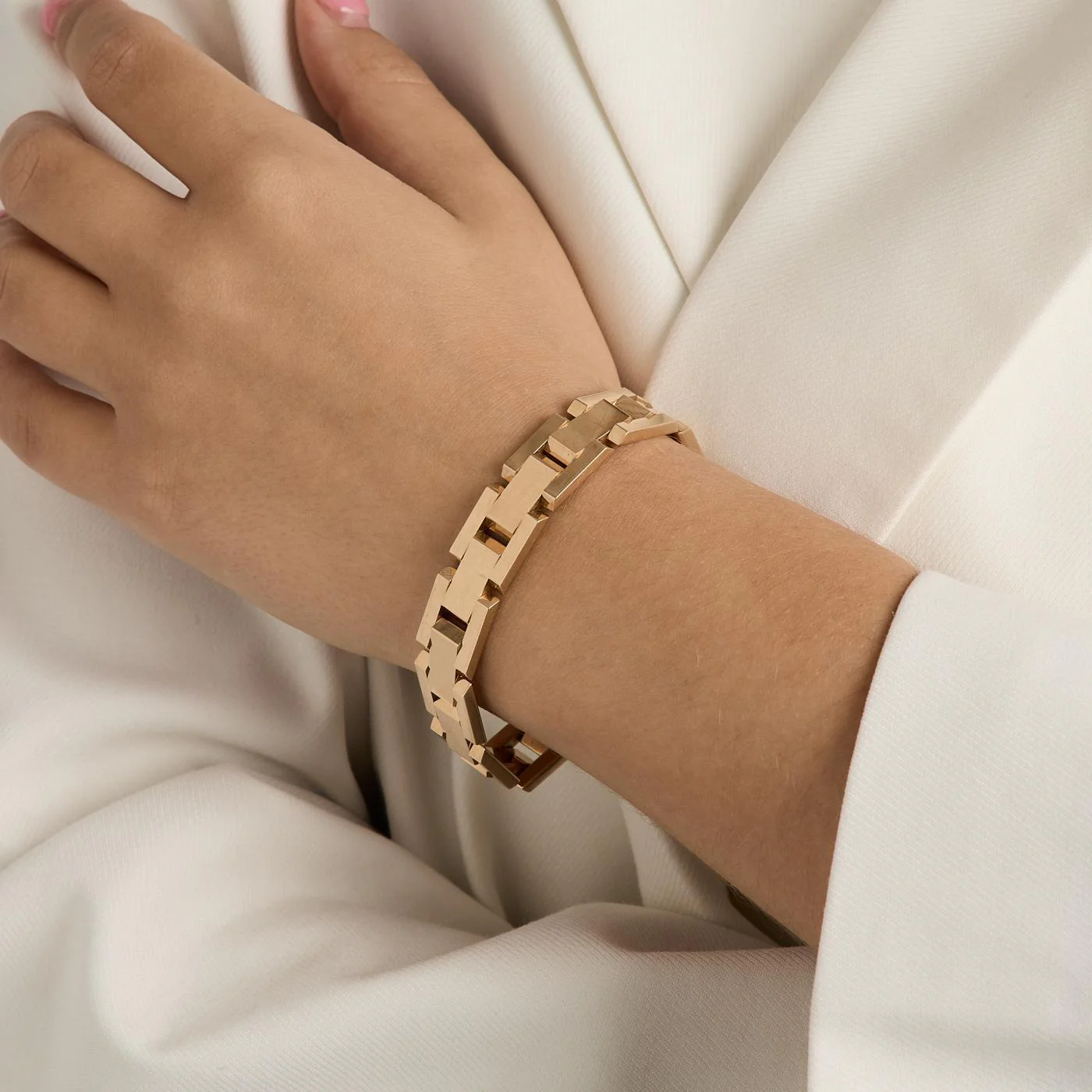 Block Armband i 14K guld, 18 cm, 27.8 g