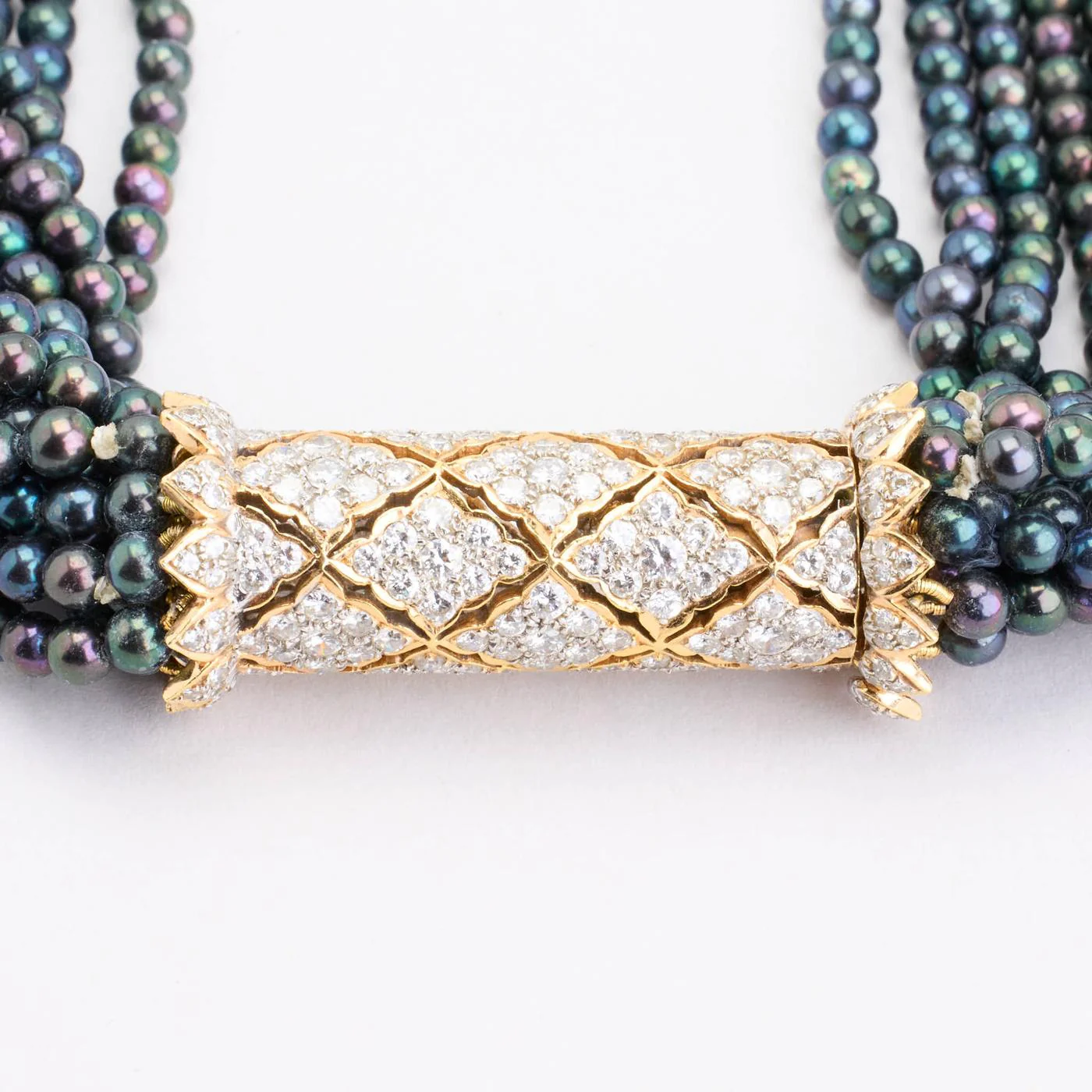 Pärlhalsband med diamant i 18K guld med en pärla, 47 cm, 107.63 g - Image 2