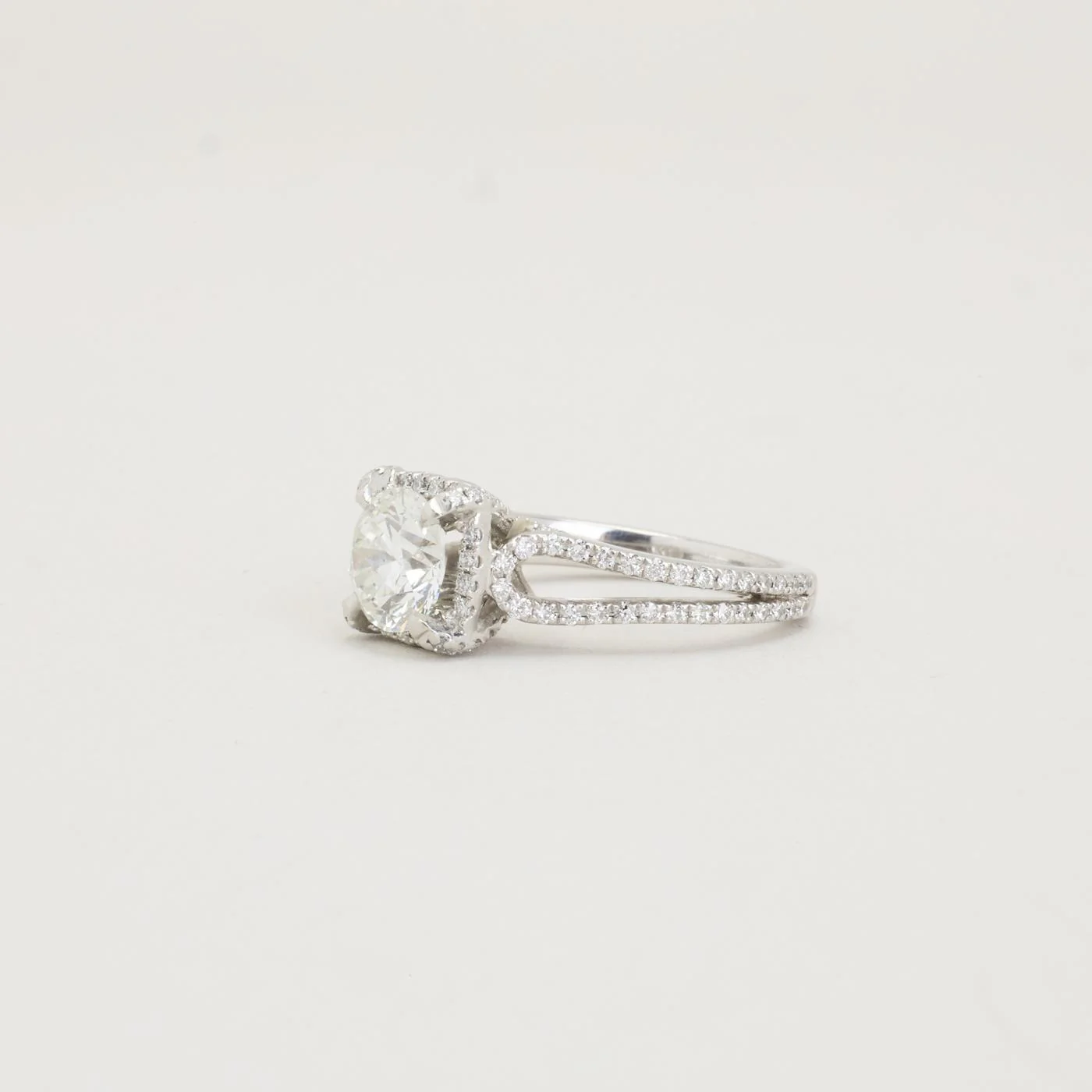 Haloring med diamant (3.2 ct) i 18K platina strl. 15.9 / strl. 50 - Image 3