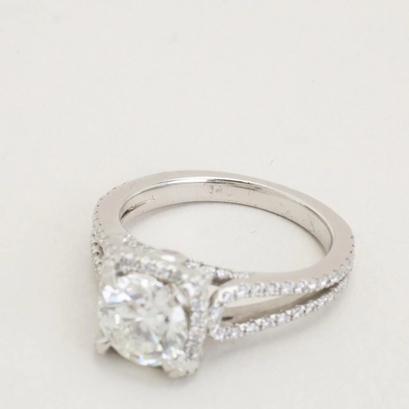 Haloring med diamant (3.2 ct) i 18K platina strl. 15.9 / strl. 50 - Image 5
