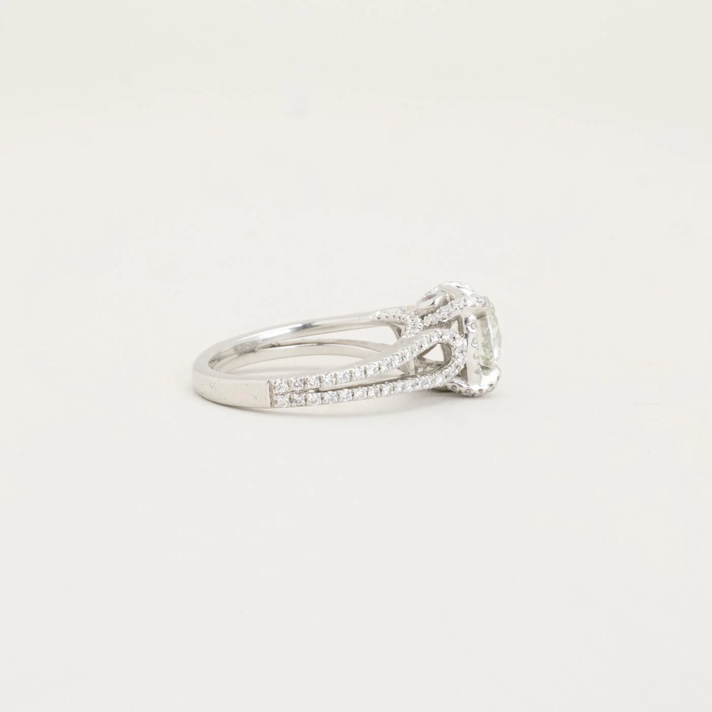 Haloring med diamant (3.2 ct) i 18K platina strl. 15.9 / strl. 50 - Image 7