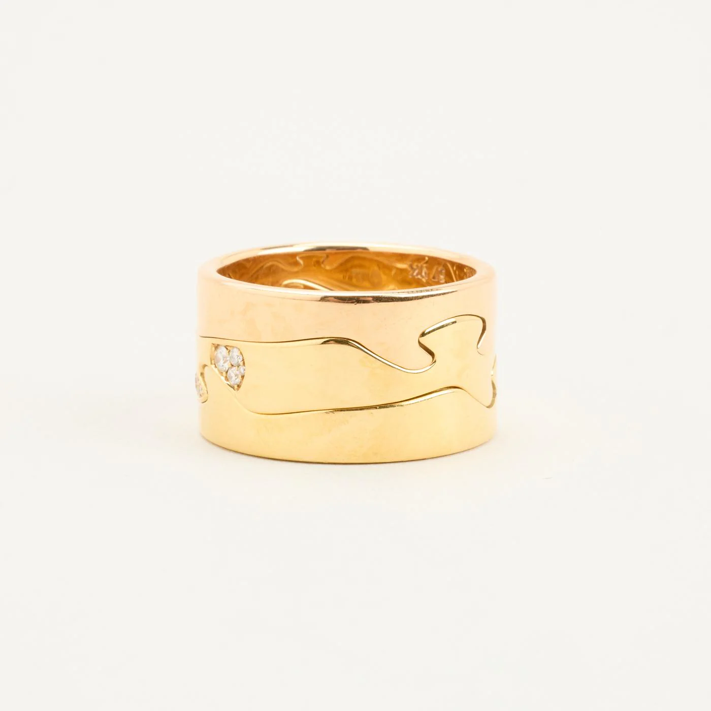 Georg Jensen Fusion band med diamant (0.09 ct) i 18K guld och roséguld strl. 18.1 - 18.5 / strl. 57 - 58 - Image 4