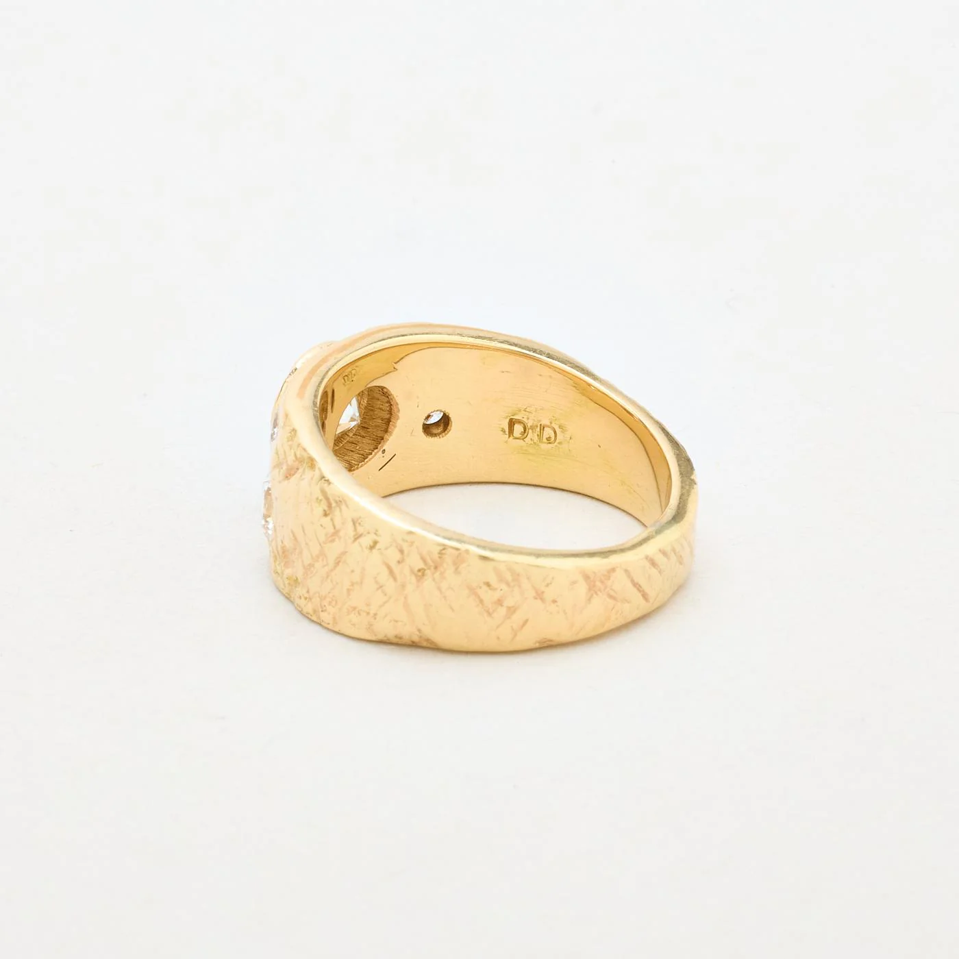 Hamrad gypsyring med diamant i 14K guld strl. 17.2 / strl. 54 - Image 5