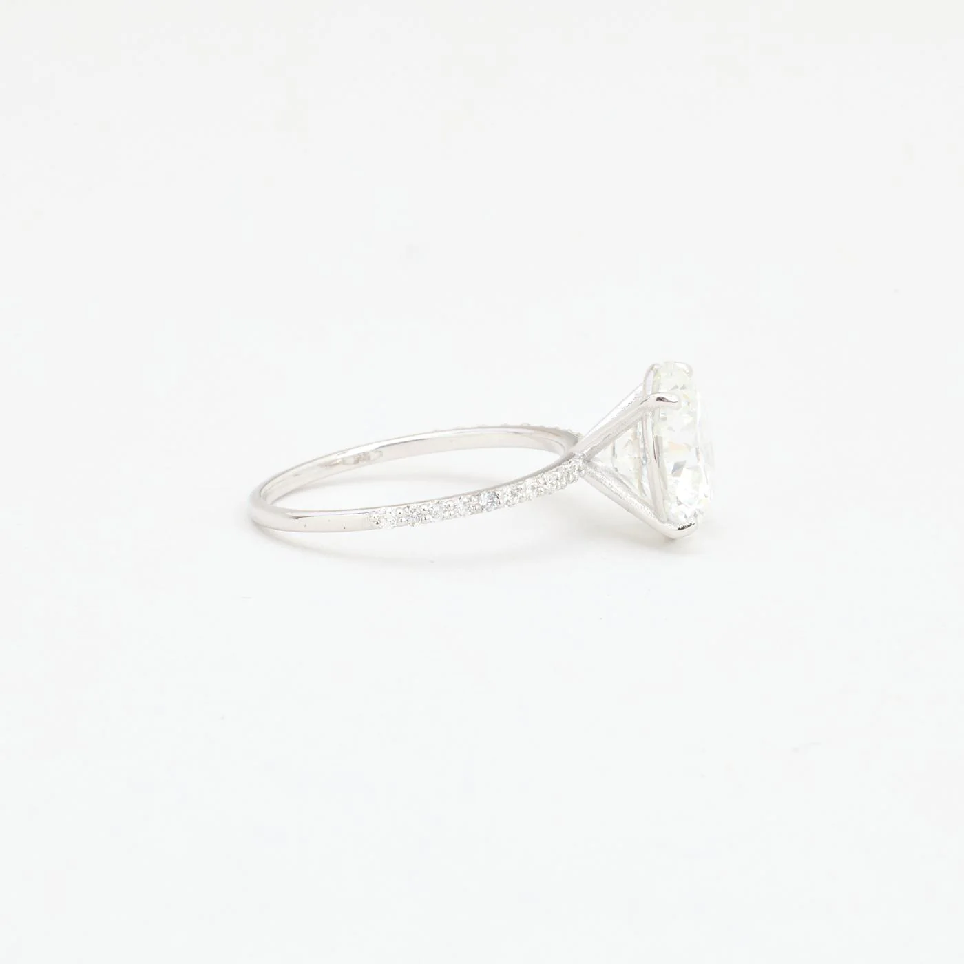 Klassisk Allians solitärring med diamant (4 ct) i 14K vitt guld strl. 17.5 / strl. 55 - Image 3