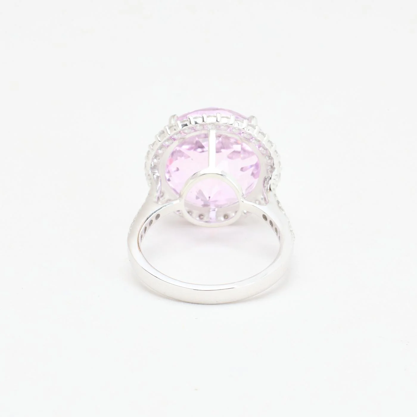 Haloring med diamant (0.69 ct) i 14K vitt guld med en kunzit strl. 16.9 / strl. 53 - Image 3