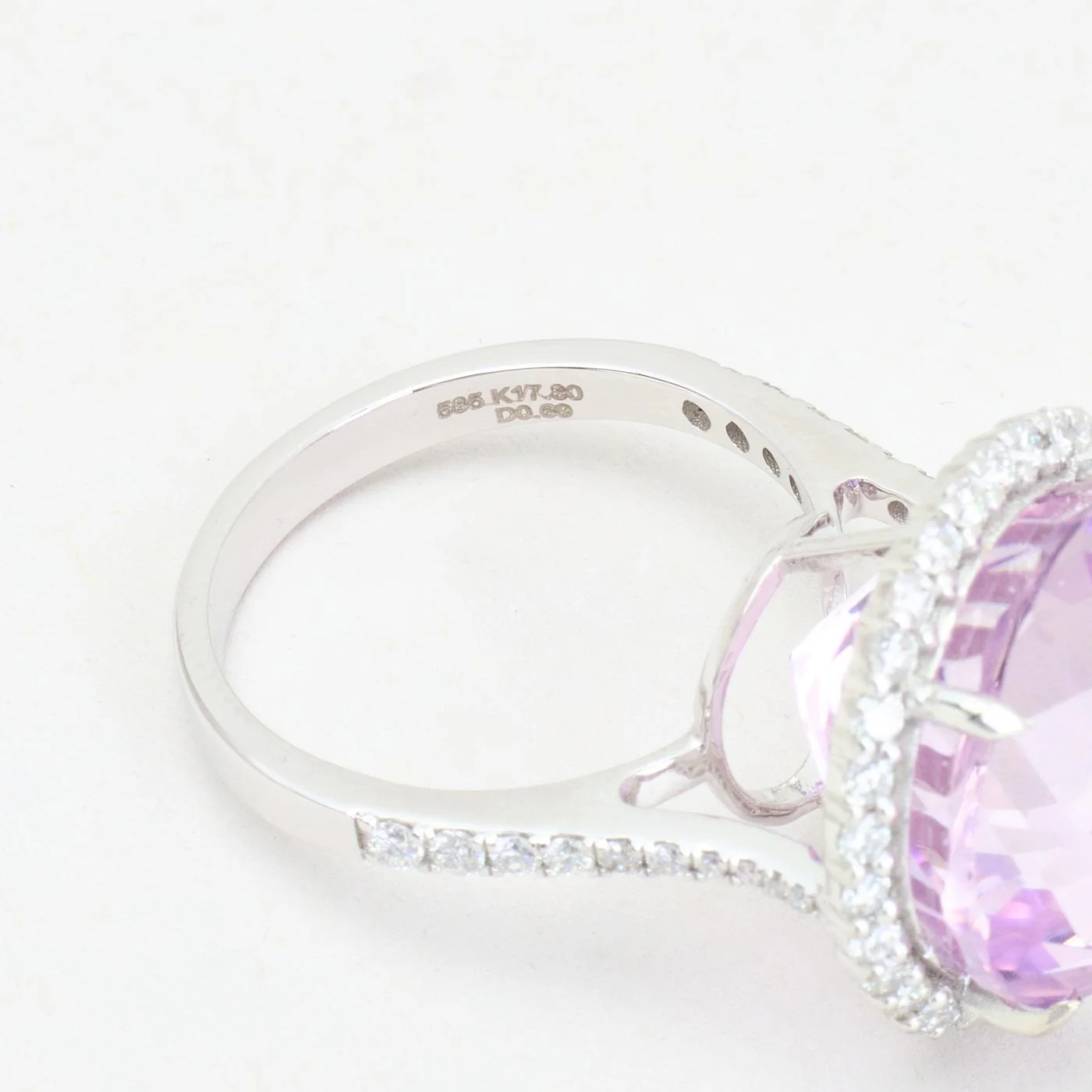 Haloring med diamant (0.69 ct) i 14K vitt guld med en kunzit strl. 16.9 / strl. 53 - Image 5