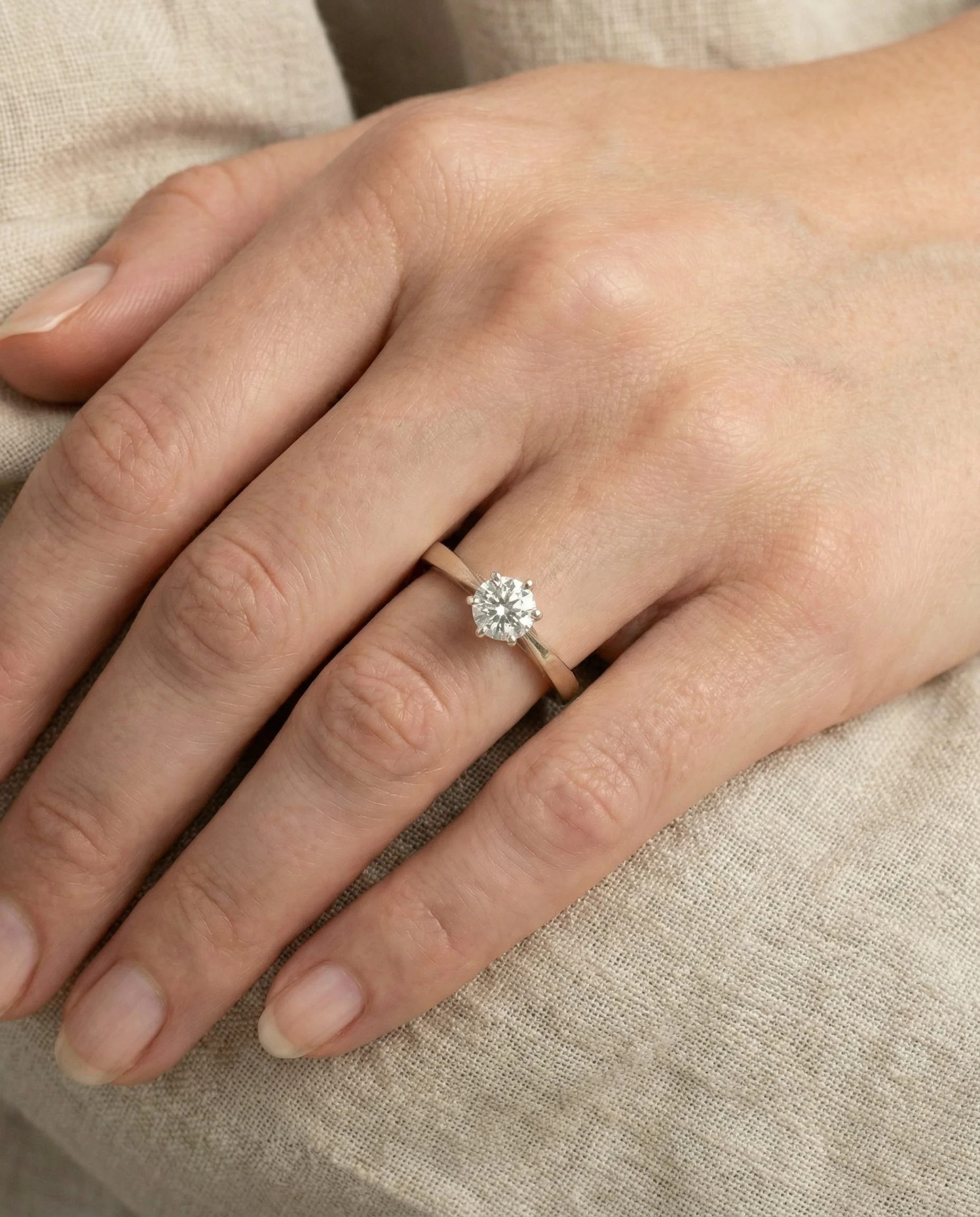 Klassisk solitärring med diamant i 14K vitt guld strl. 19.4 / strl. 61 - Image 2