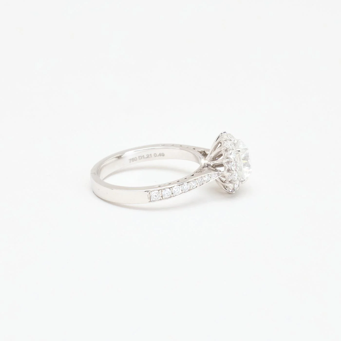 Haloring med diamant (1 ct) i 18K vitt guld strl. 16.9 / strl. 53 - Image 3
