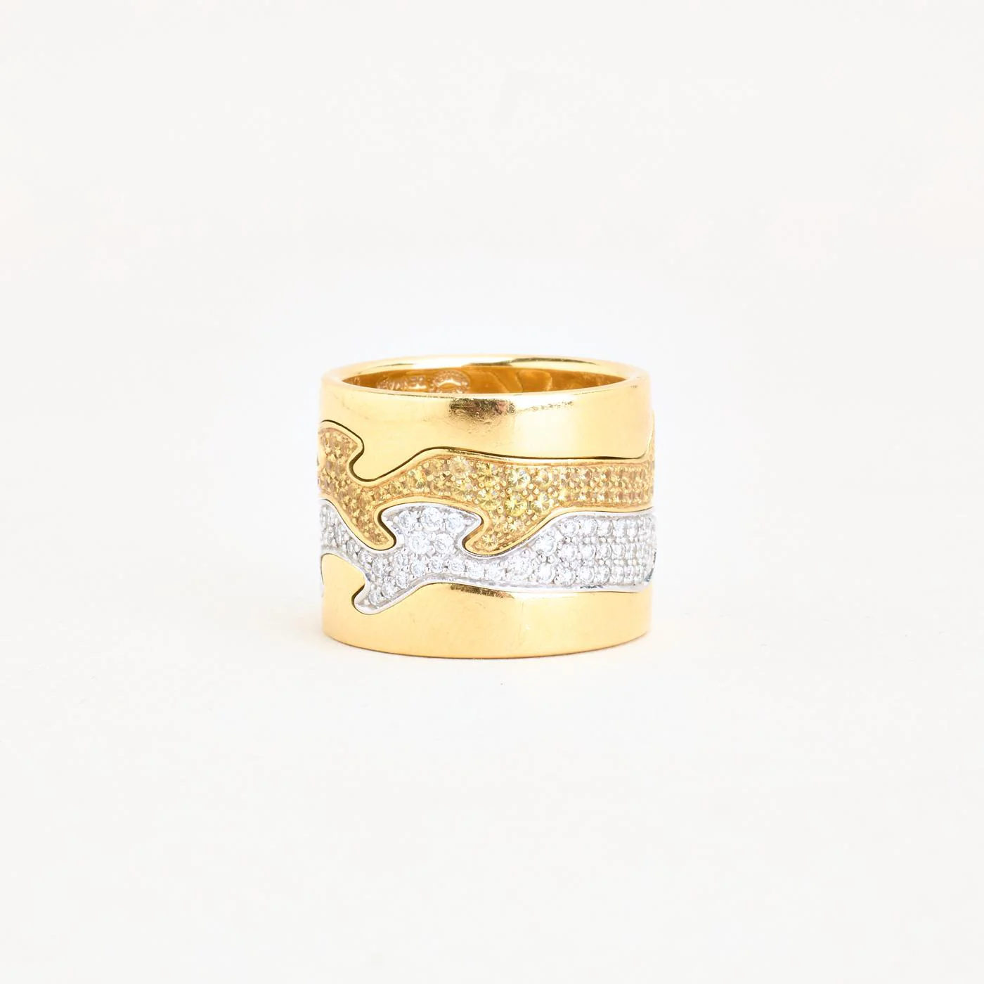 Georg Jensen Fusion band med diamant (1.26 ct) i 18K guld och vitt guld strl. 16.6 / strl. 52