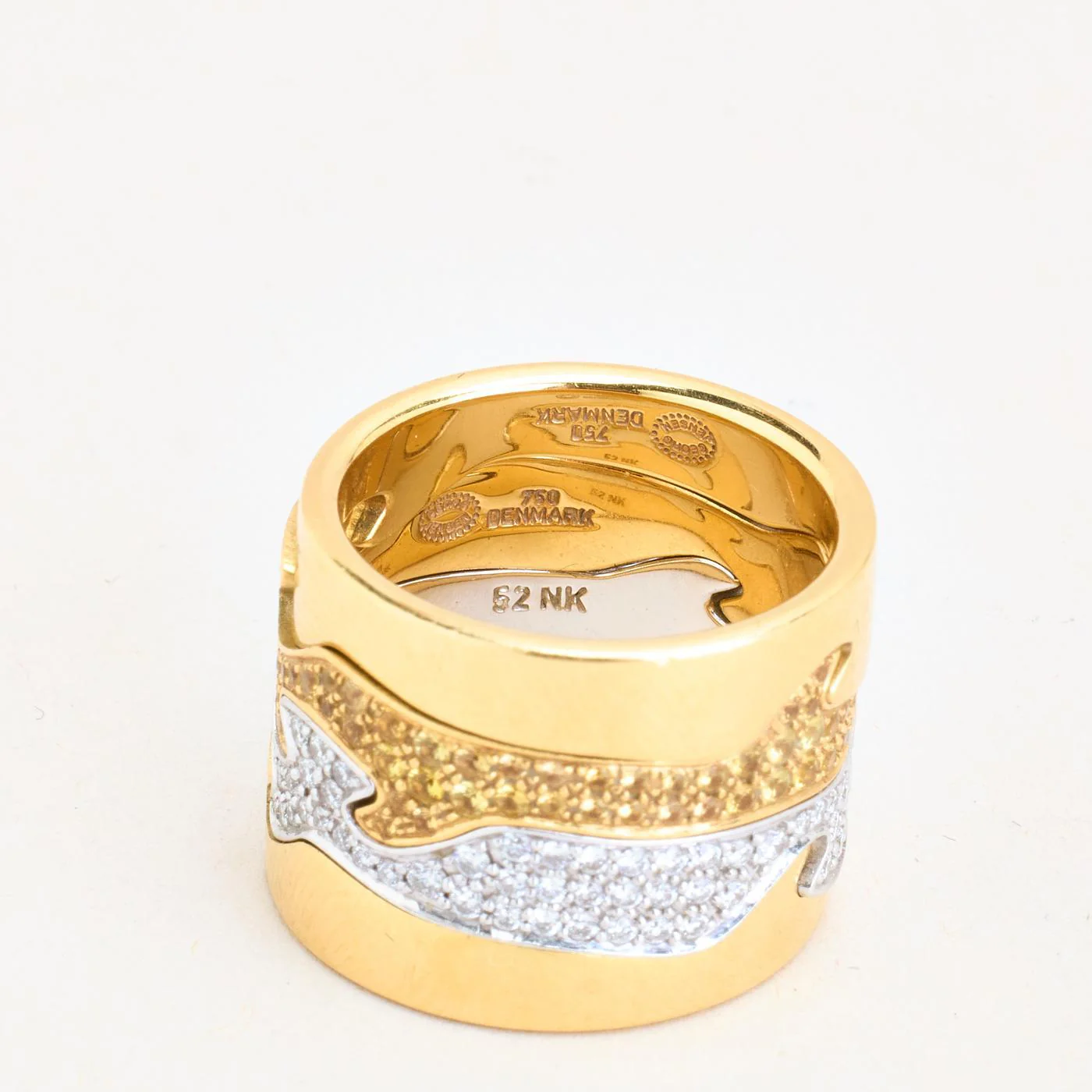 Georg Jensen Fusion band med diamant (1.26 ct) i 18K guld och vitt guld strl. 16.6 / strl. 52 - Image 4